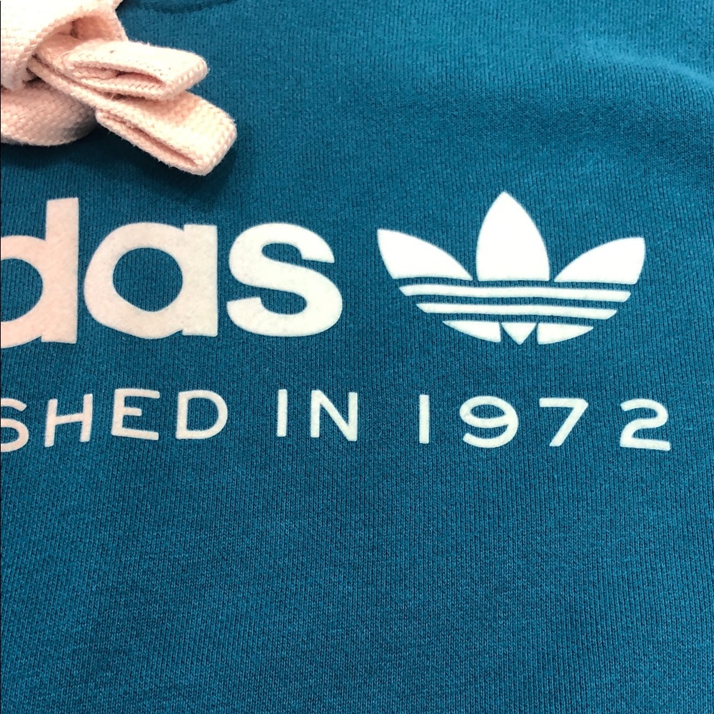 Adidas Women’s Pullover Hoodie - Teal w/ Pink/Lt Blue Logo - Size Small - Picture 15 of 15